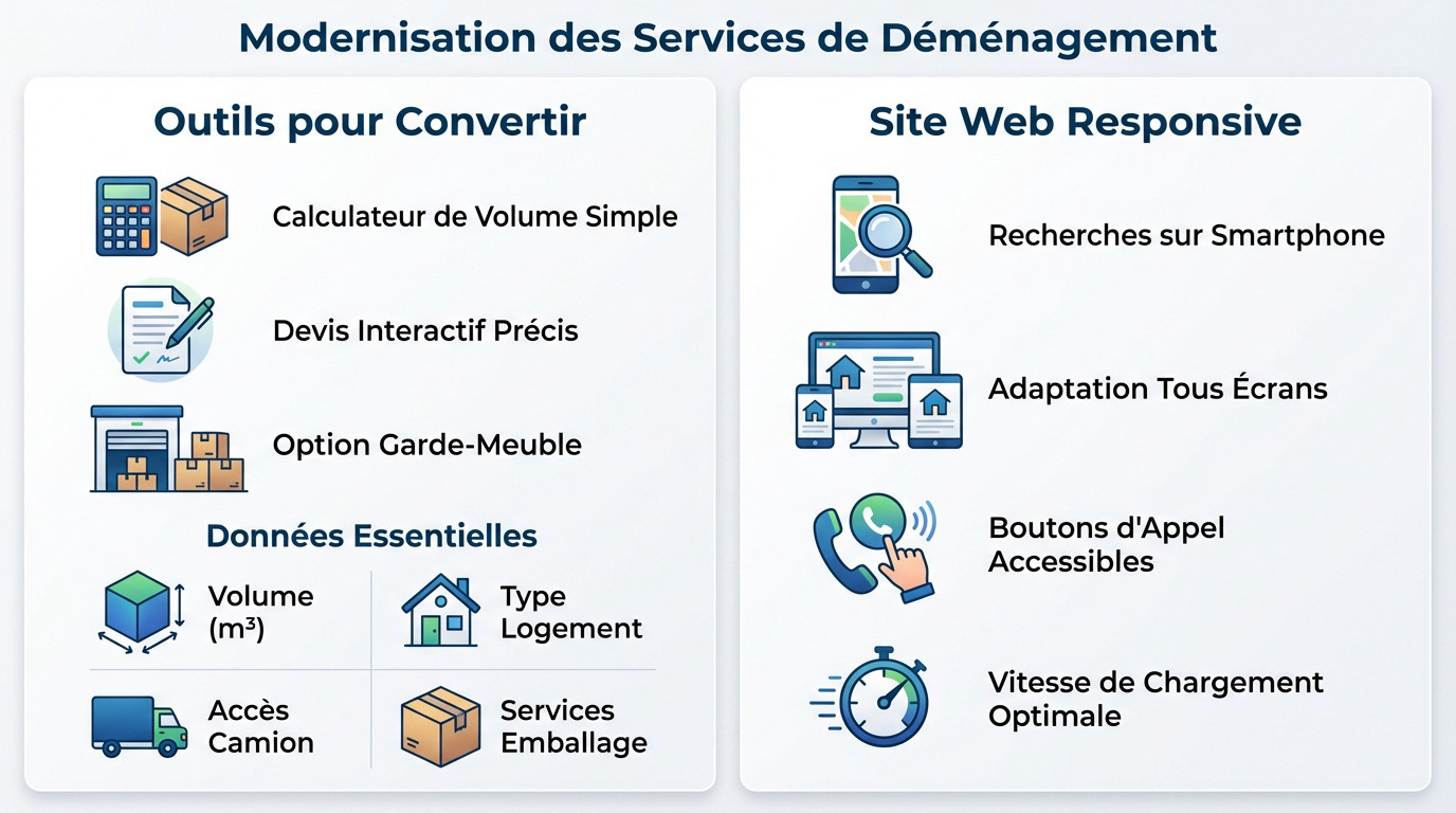 Calculateur de volume et devis en ligne pour site de déménagement