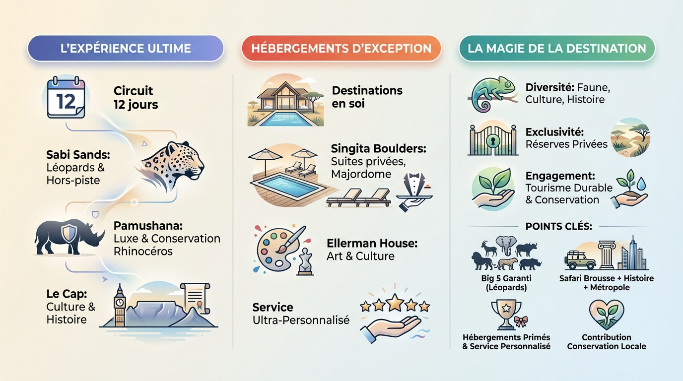 Léopard se reposant dans un arbre lors d'un safari de luxe en Afrique du Sud