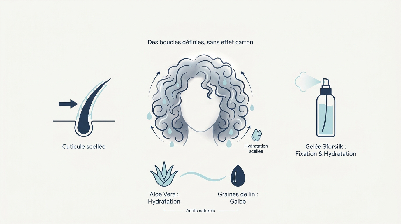 boucles définies et hydratées avec la gelée Sforsilk