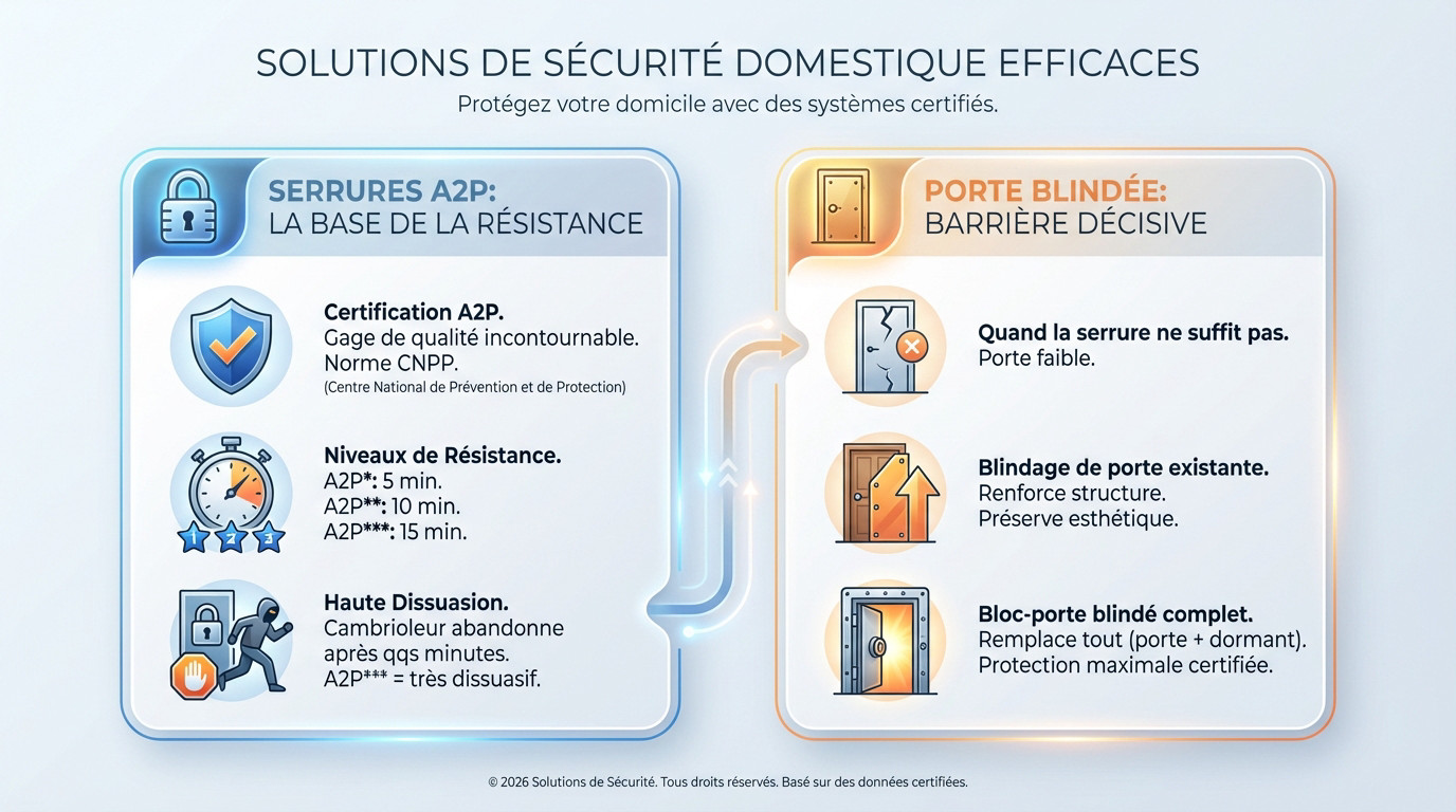 Installation d'une serrure certifiée A2P et d'une porte blindée pour sécuriser un domicile