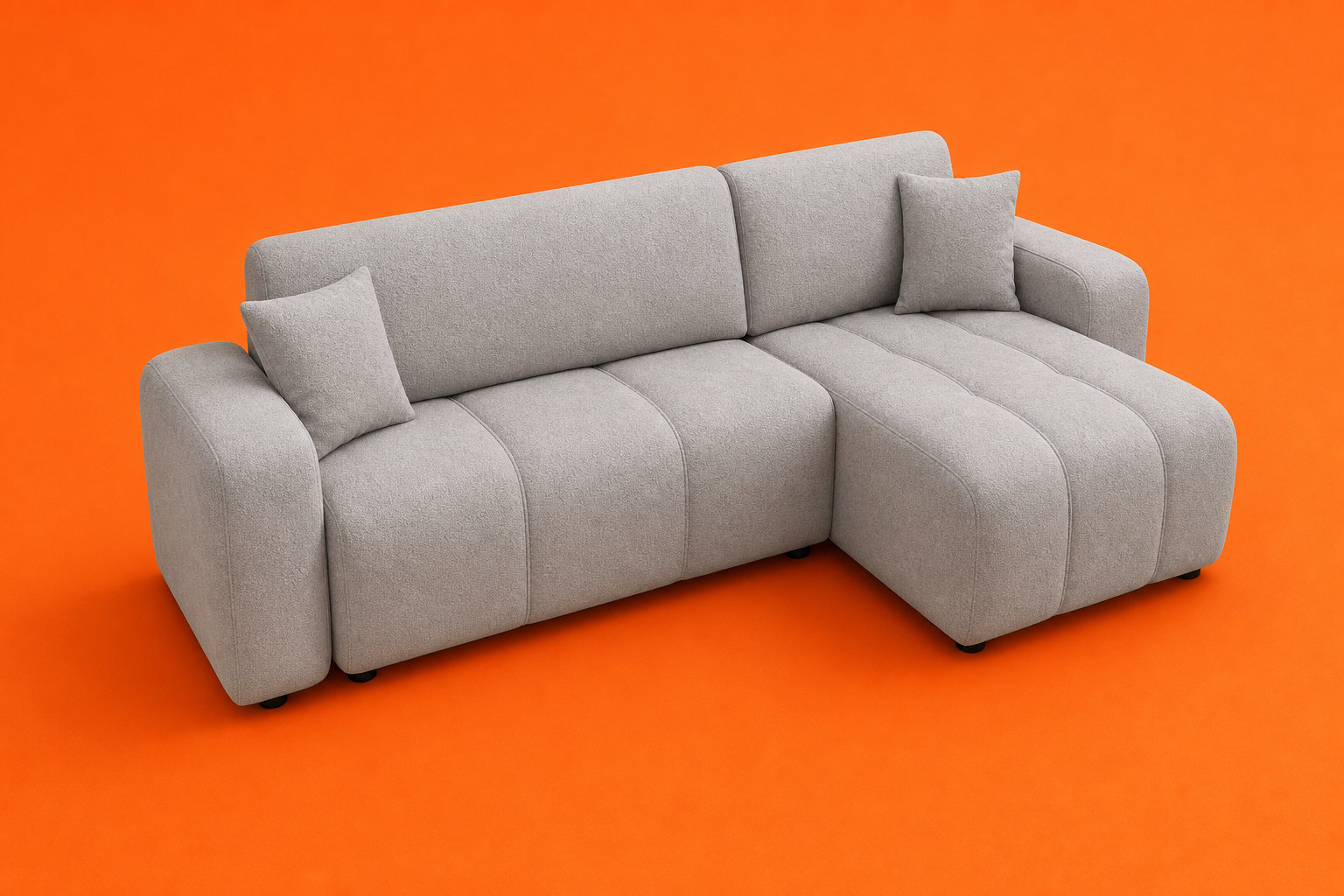 Canapé nuage d'angle convertible NICOLE en tissu gris clair