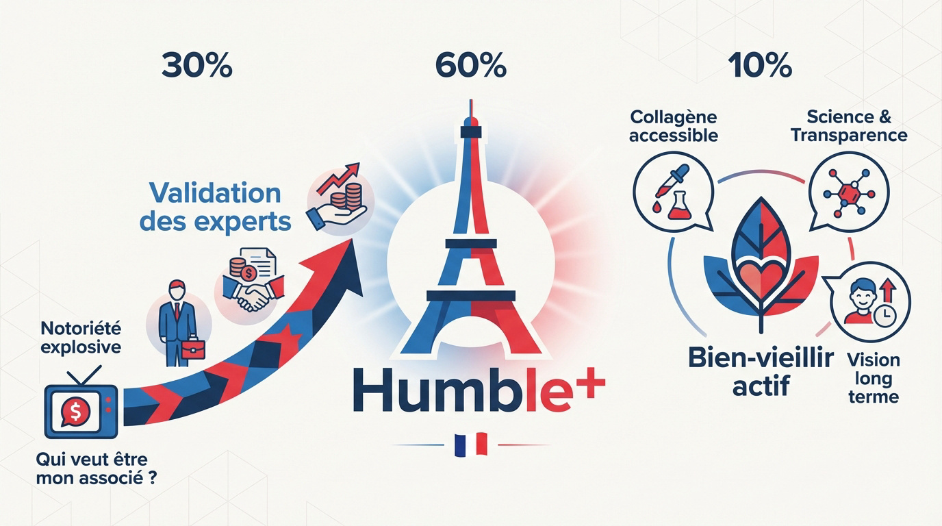 Fondateurs de Humble+ présentant leur gamme de collagène marin français