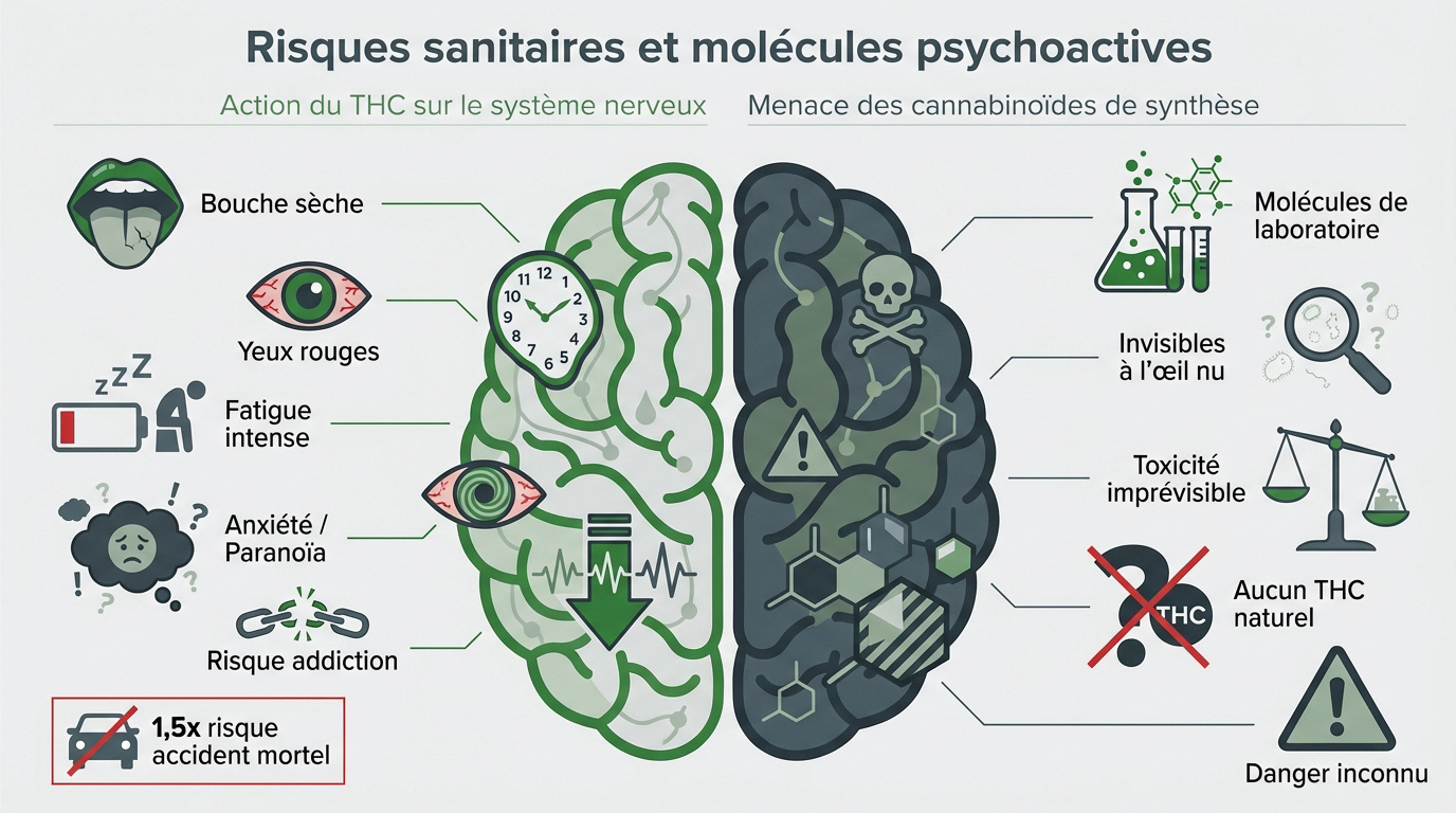 Comparaison des risques entre le THC naturel et les cannabinoïdes de synthèse