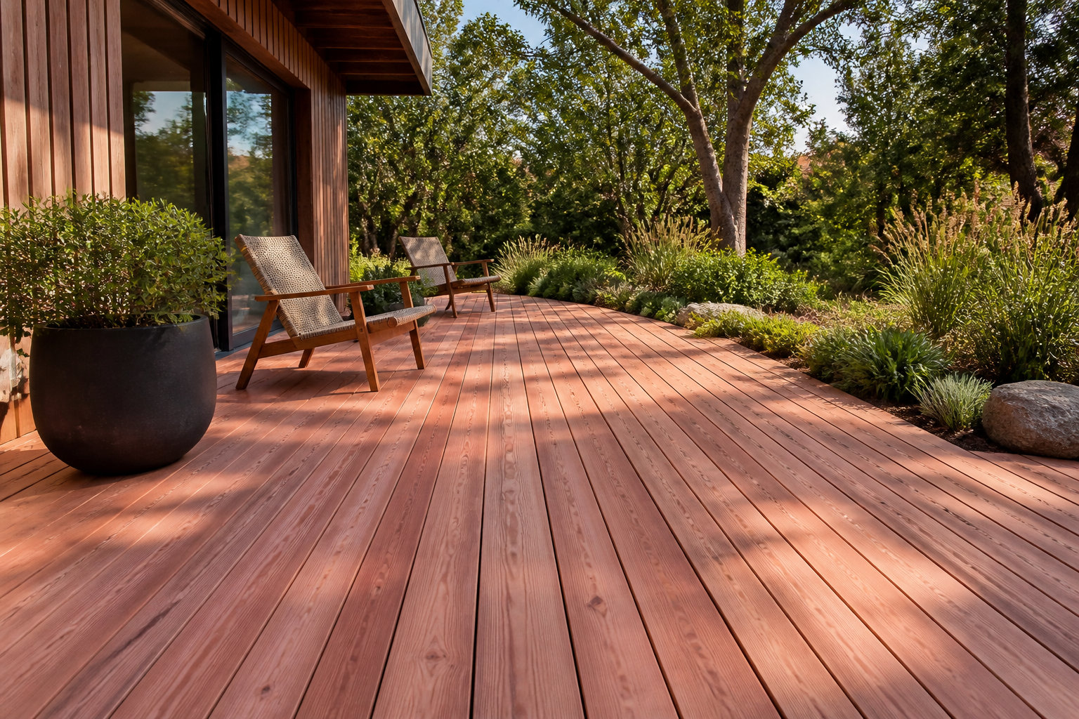 3 atouts de la terrasse en Pin Douglas pour votre jardin