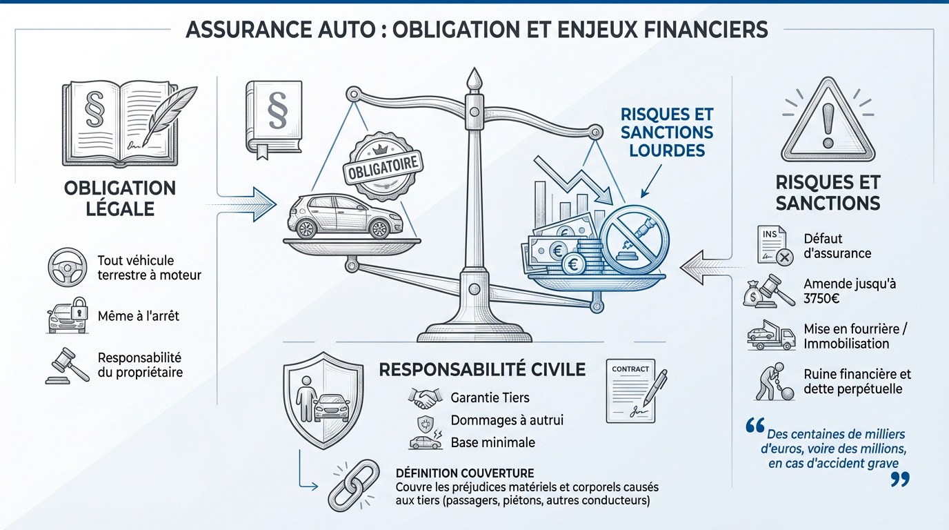 Contrat d'assurance auto et clés de voiture symbolisant la protection légale