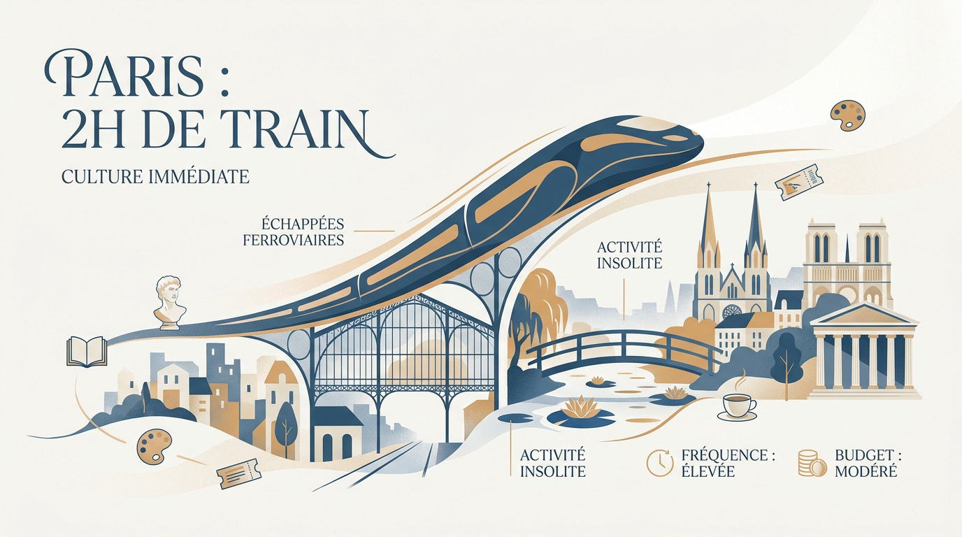 Vue de la ville de Paris accessible rapidement en train depuis Caen