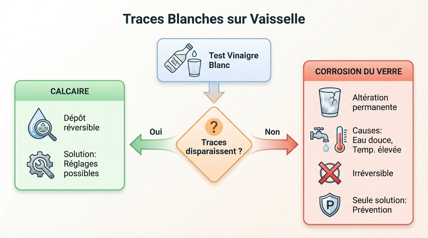 Verre avec traces blanches lave vaisselle pour test au vinaigre