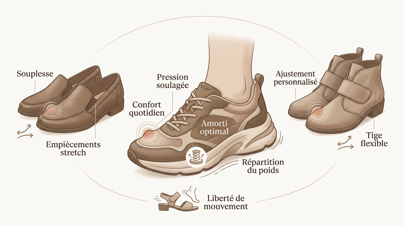 Sélection de chaussures élégantes et larges pour femmes souffrant d'hallux valgus