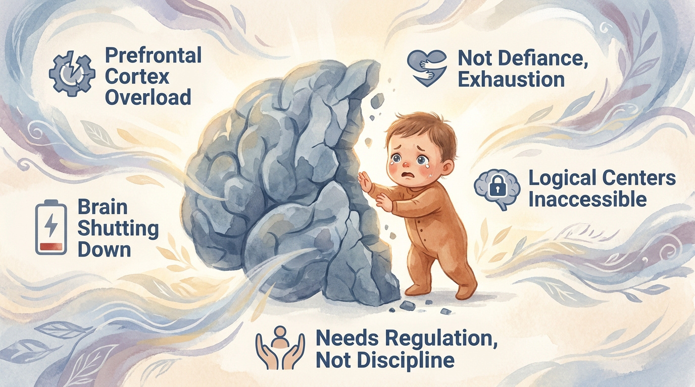 Milo's Big Night In 1 Toddler experiencing a bedtime meltdown due to neurological fatigue