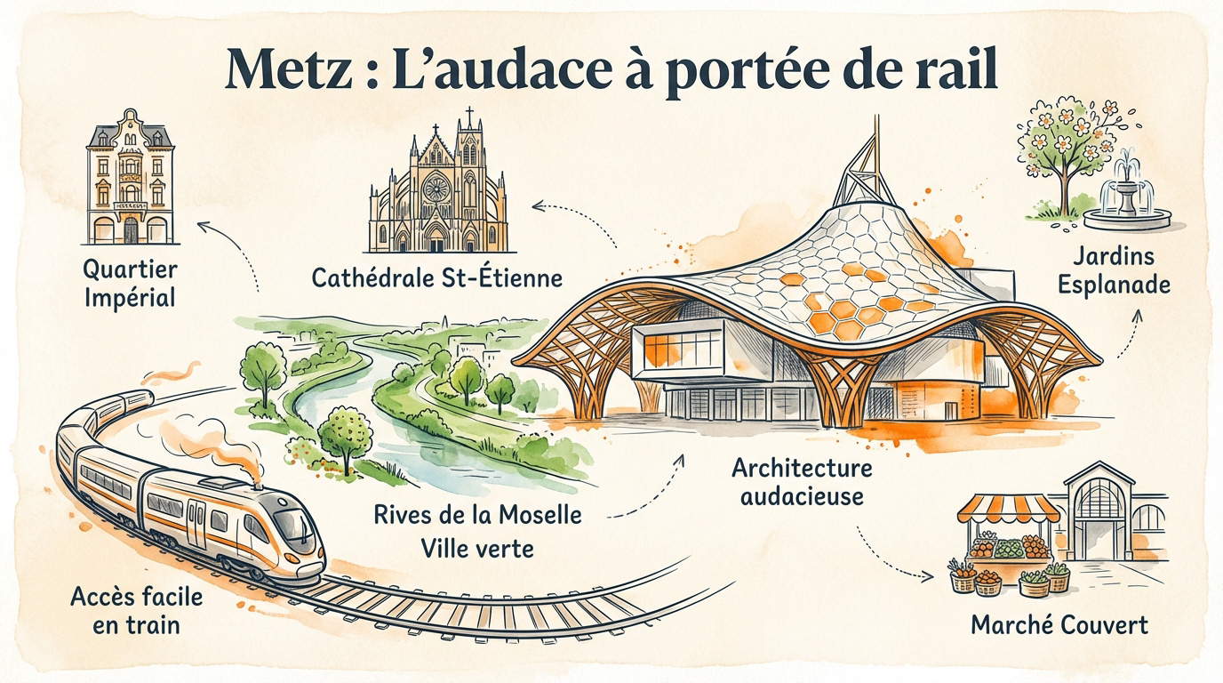 Architecture futuriste du Centre Pompidou-Metz avec son toit en bois blanc