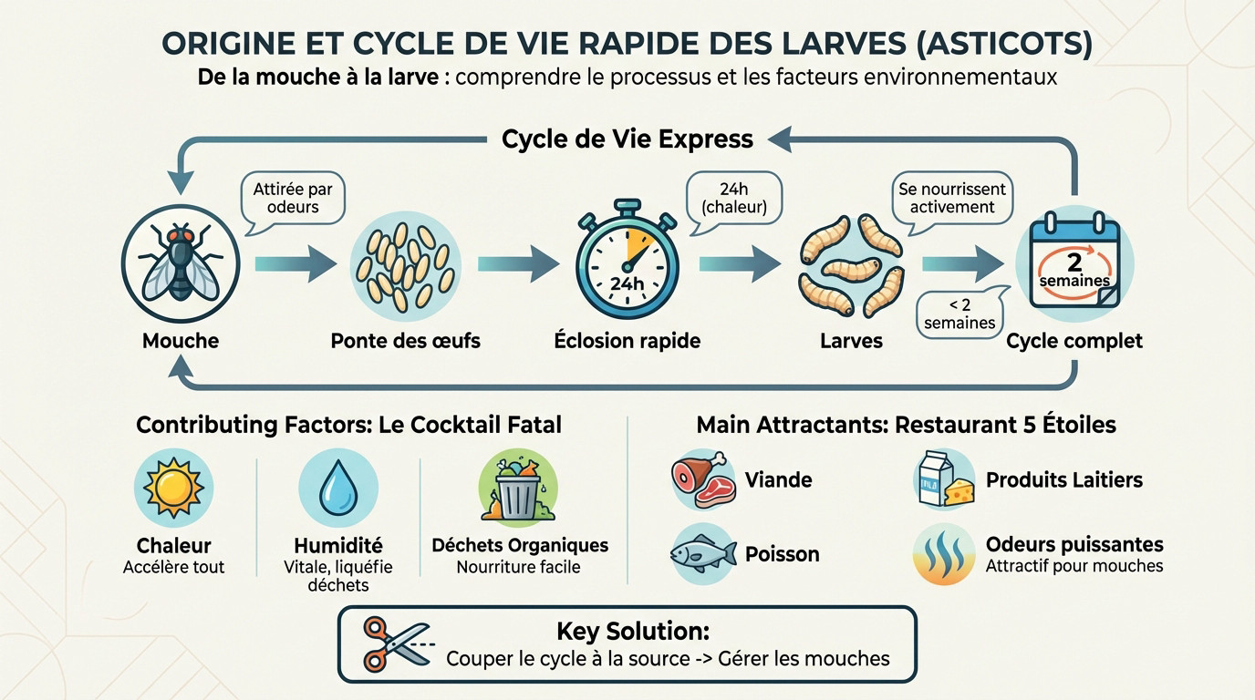 Cycle de vie rapide de la mouche &agrave; l'asticot dans les d&eacute;chets organiques