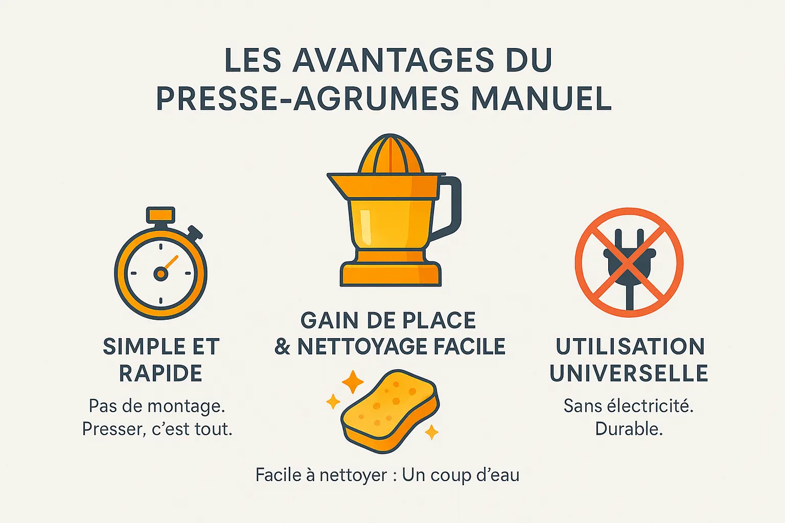 Illustration d'un <strong>presse-agrumes manuel</strong> en utilisation