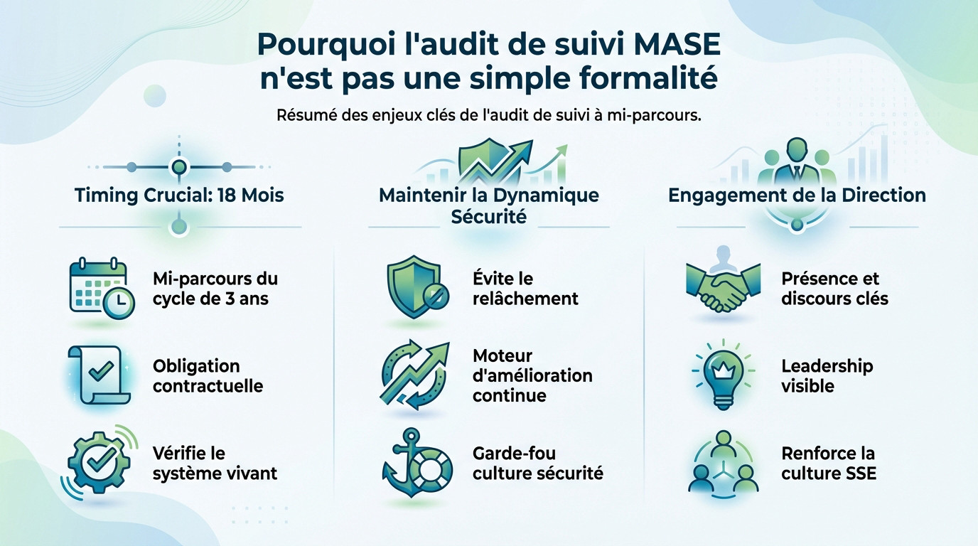 Réunion de direction préparant l'audit de suivi MASE à 18 mois