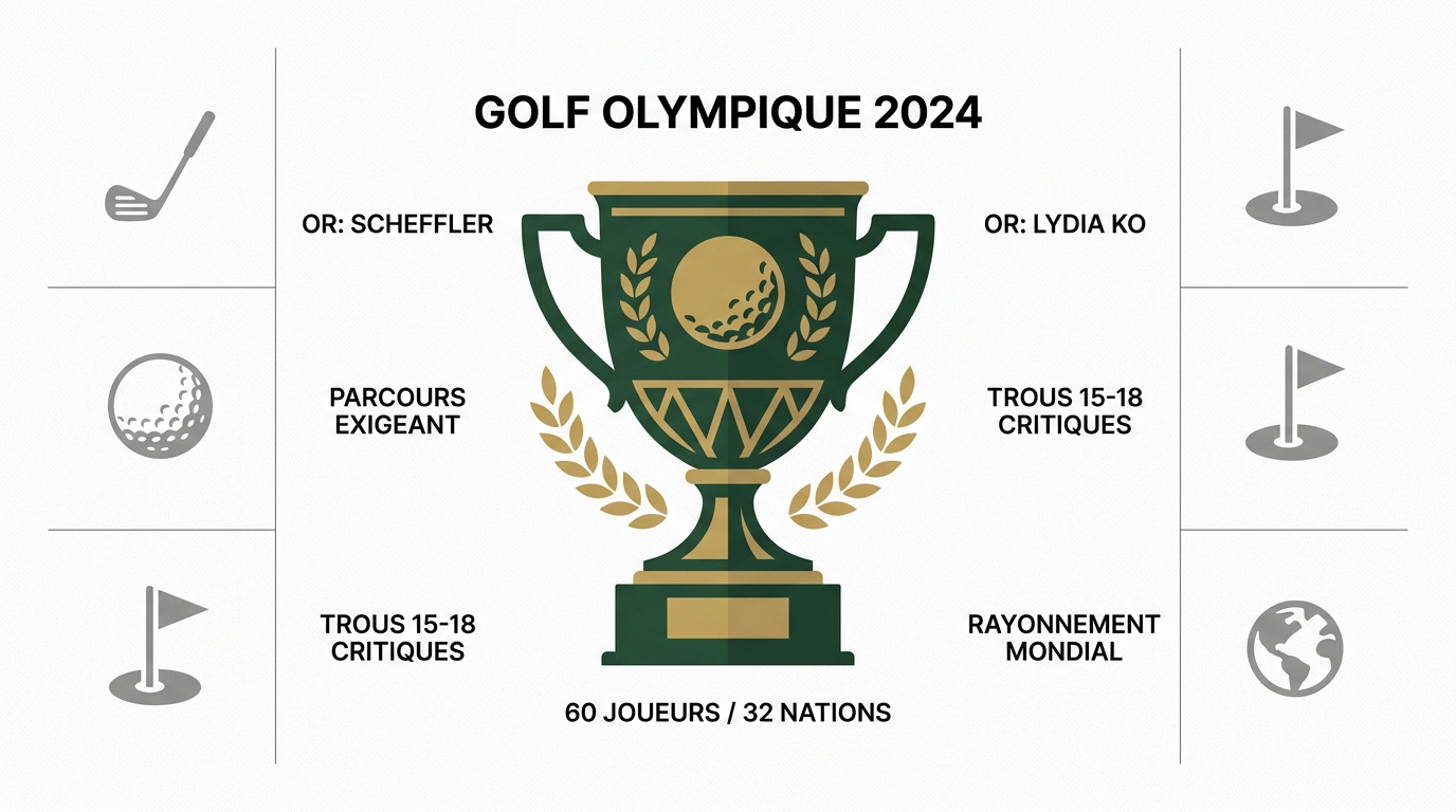 Podium et statistiques du tournoi de golf aux Jeux Olympiques de Paris 2024 au Golf National