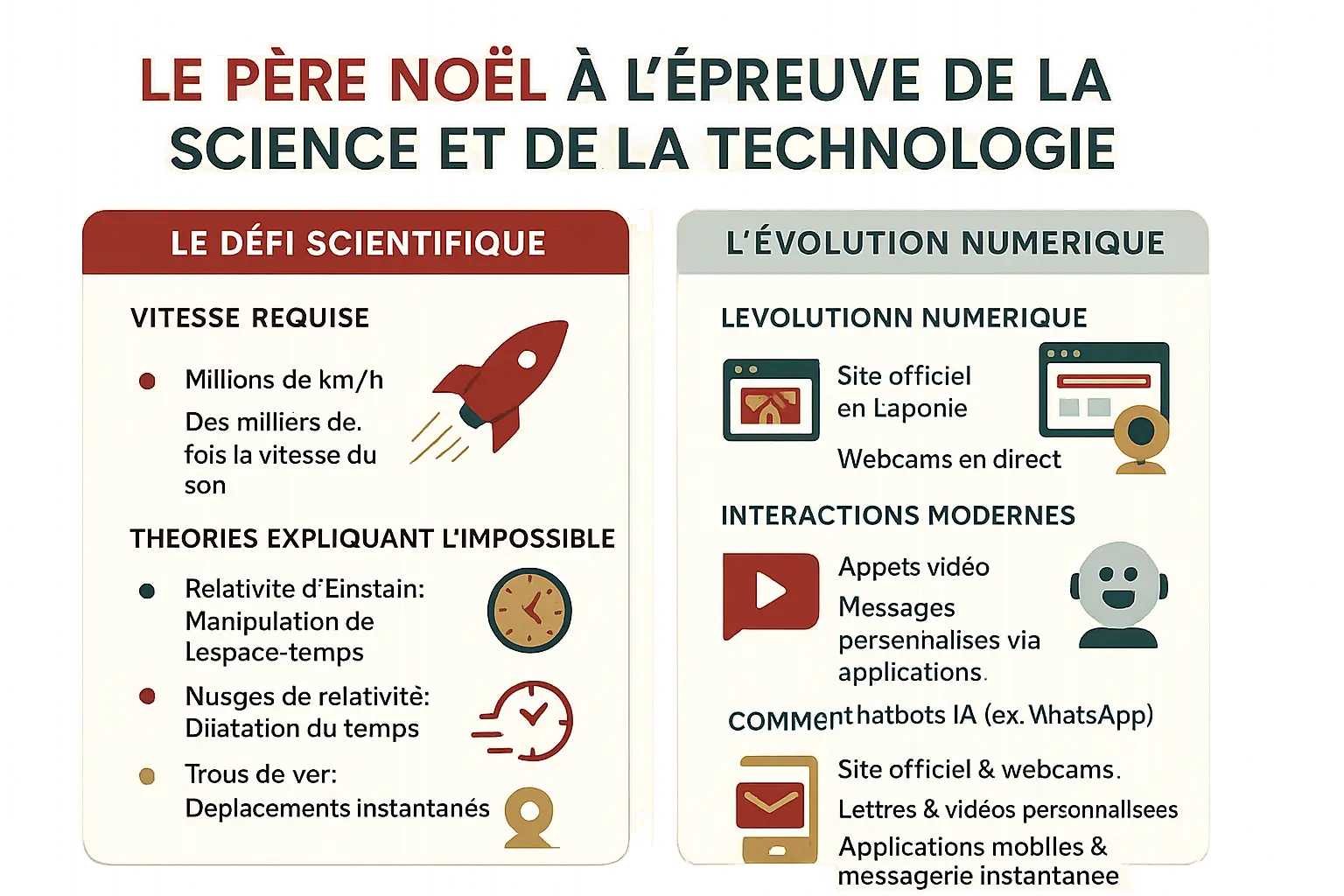 Illustration du Père Noël voyageant autour du monde à très grande vitesse