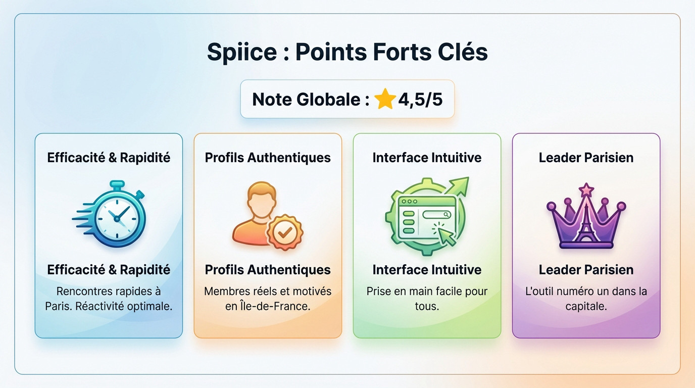 Points forts de Spiice pour les rencontres rapides à Paris