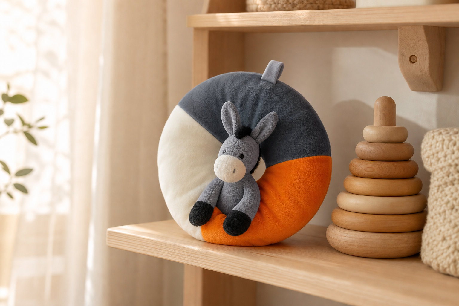 Doudou Âne aux couleurs vives et broderie artisanale