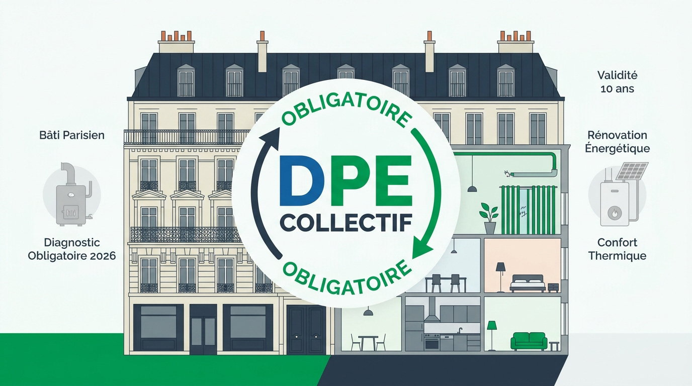 Immeuble haussmannien à Paris nécessitant un DPE collectif