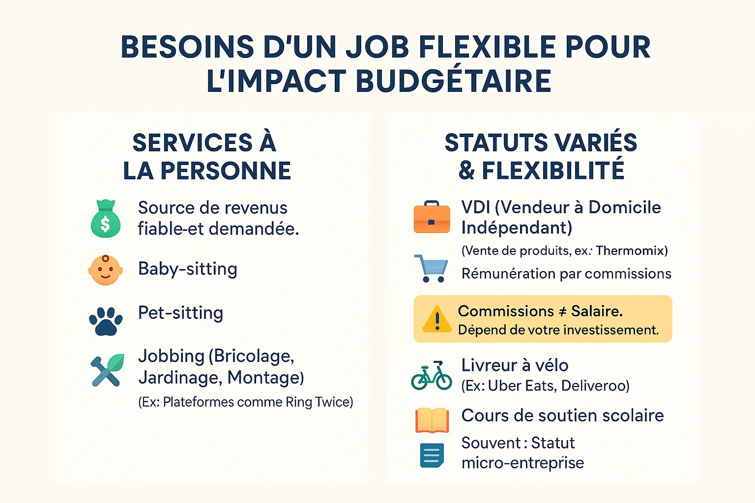 Illustration d'activités complémentaires de revenus
