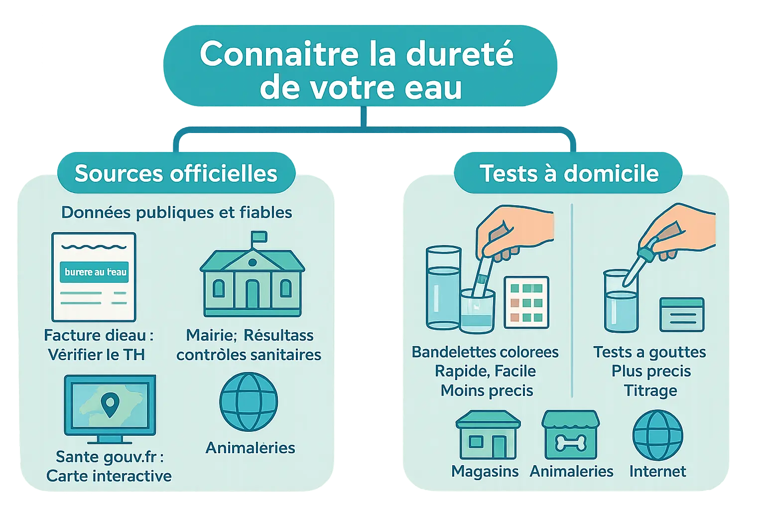 Test de dureté de l'eau avec bandelettes