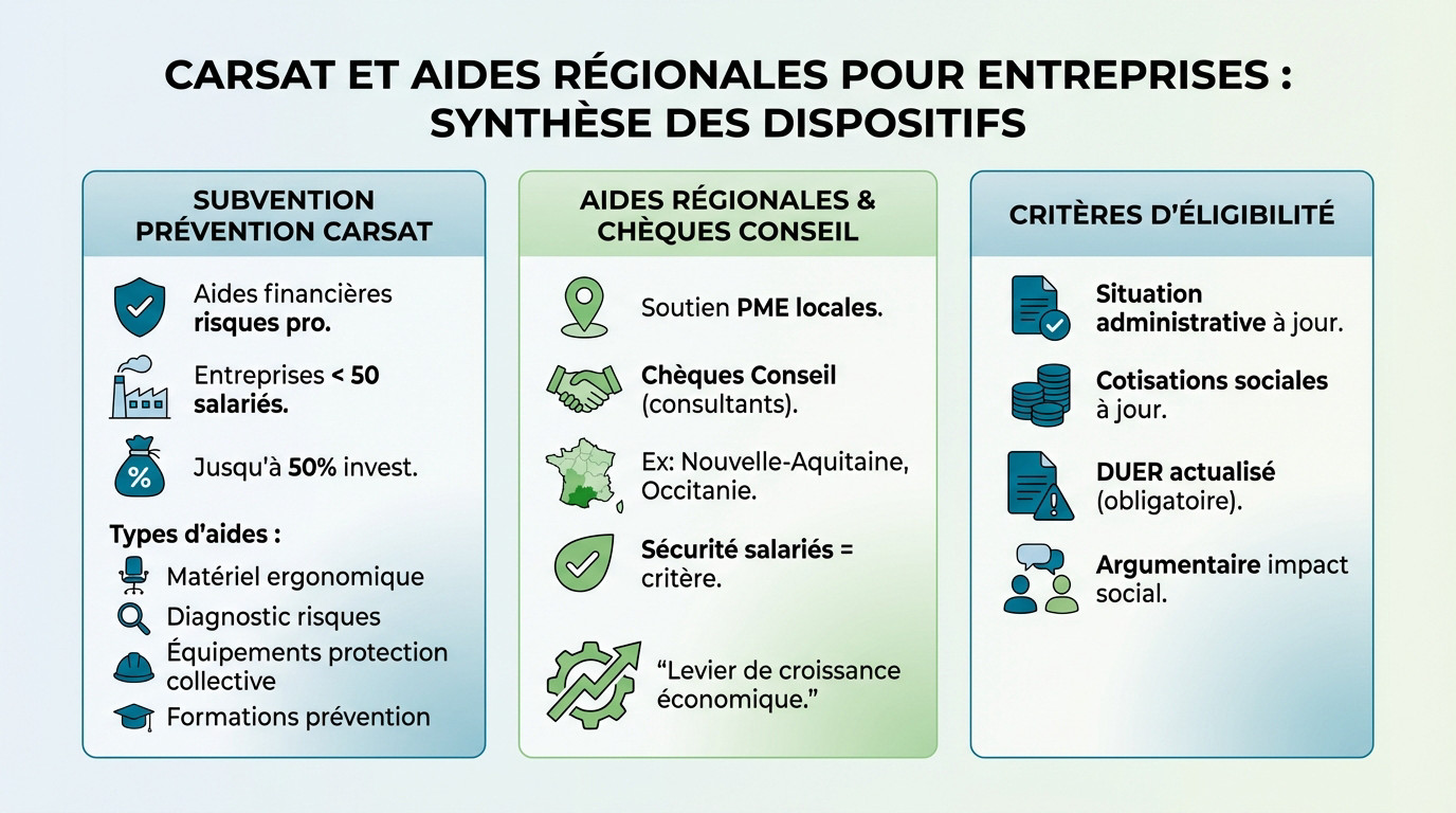 Synthèse des aides CARSAT et régionales pour le financement de la certification MASE