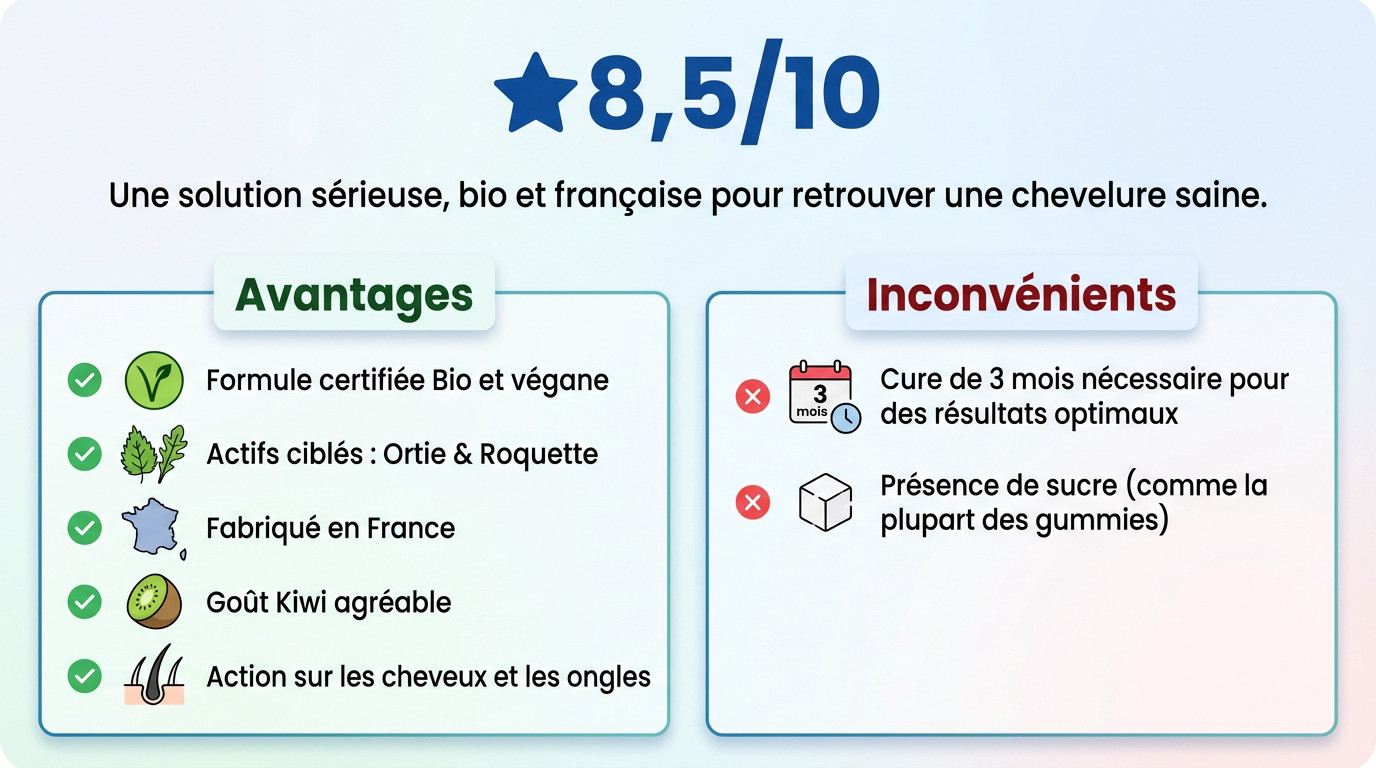 Avis positif sur les Super-Gummies Cheveux Bio Nutrivie