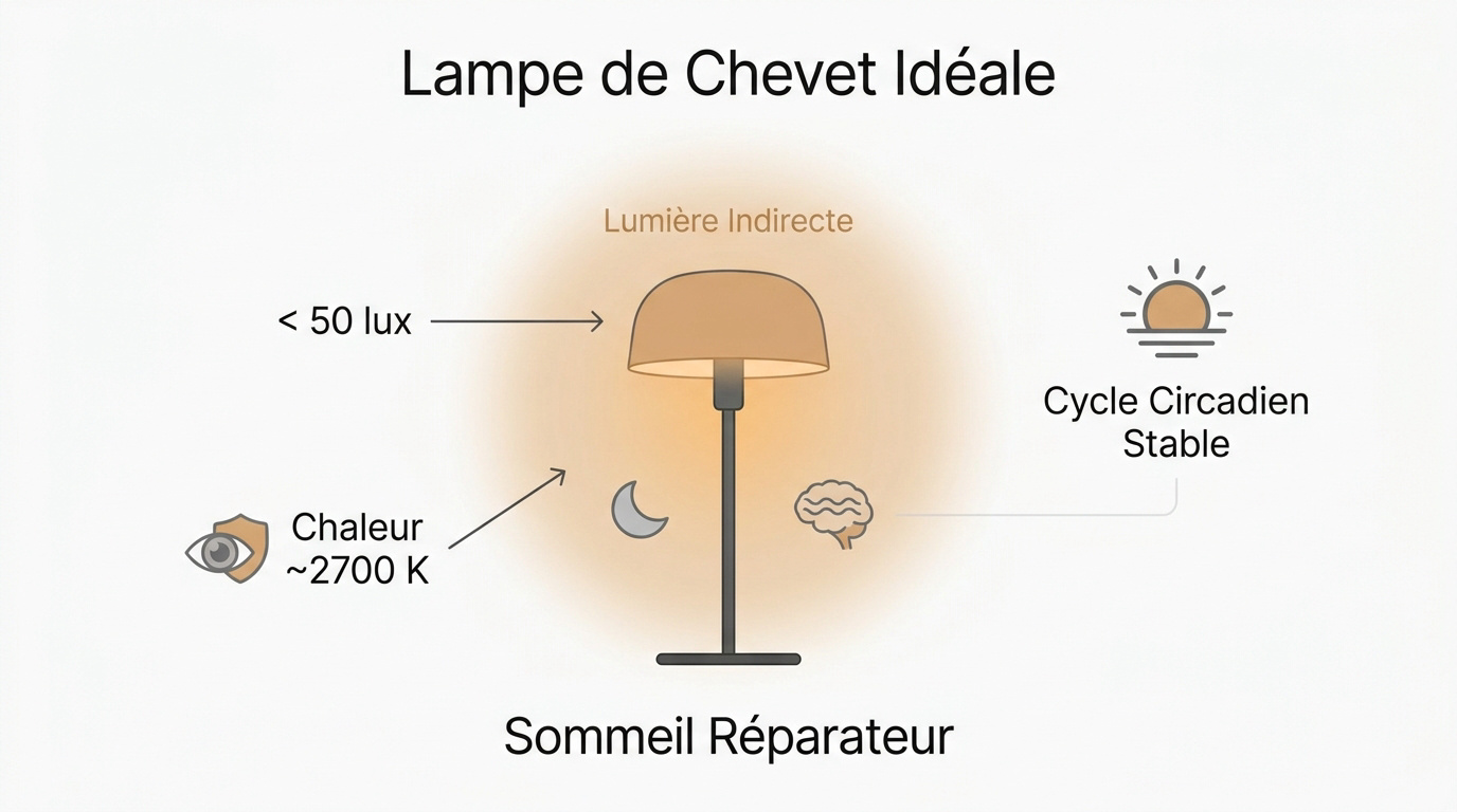 Lampe de chevet diffusant une lumière chaude pour favoriser le sommeil