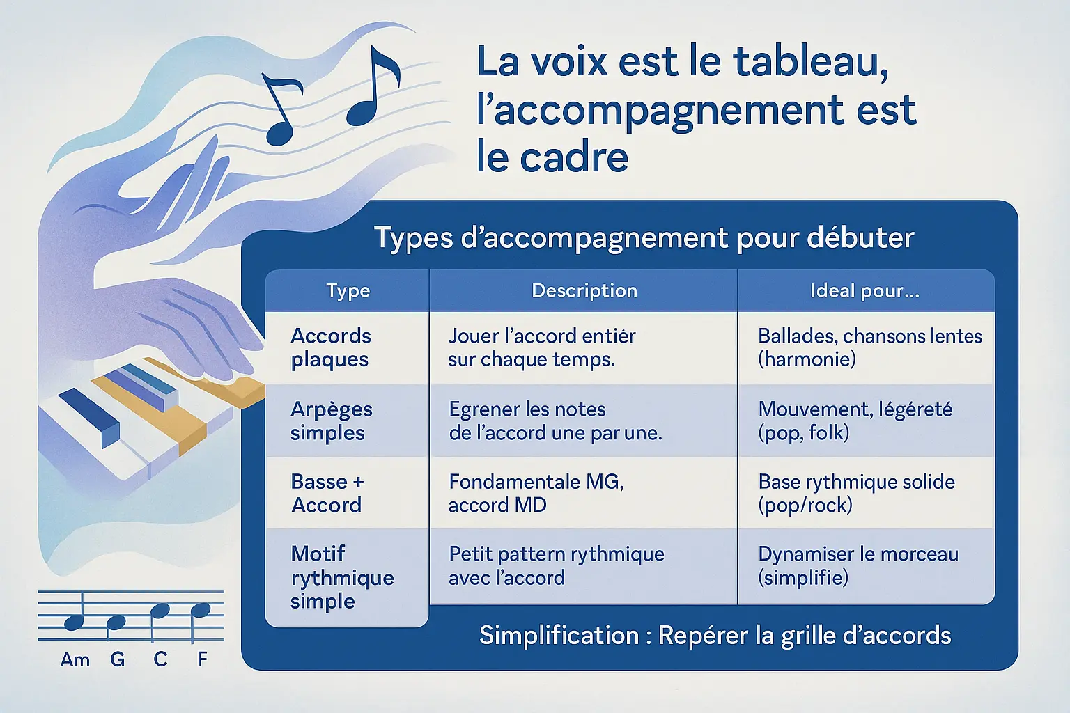 Illustration d'un pianiste chantant en harmonie