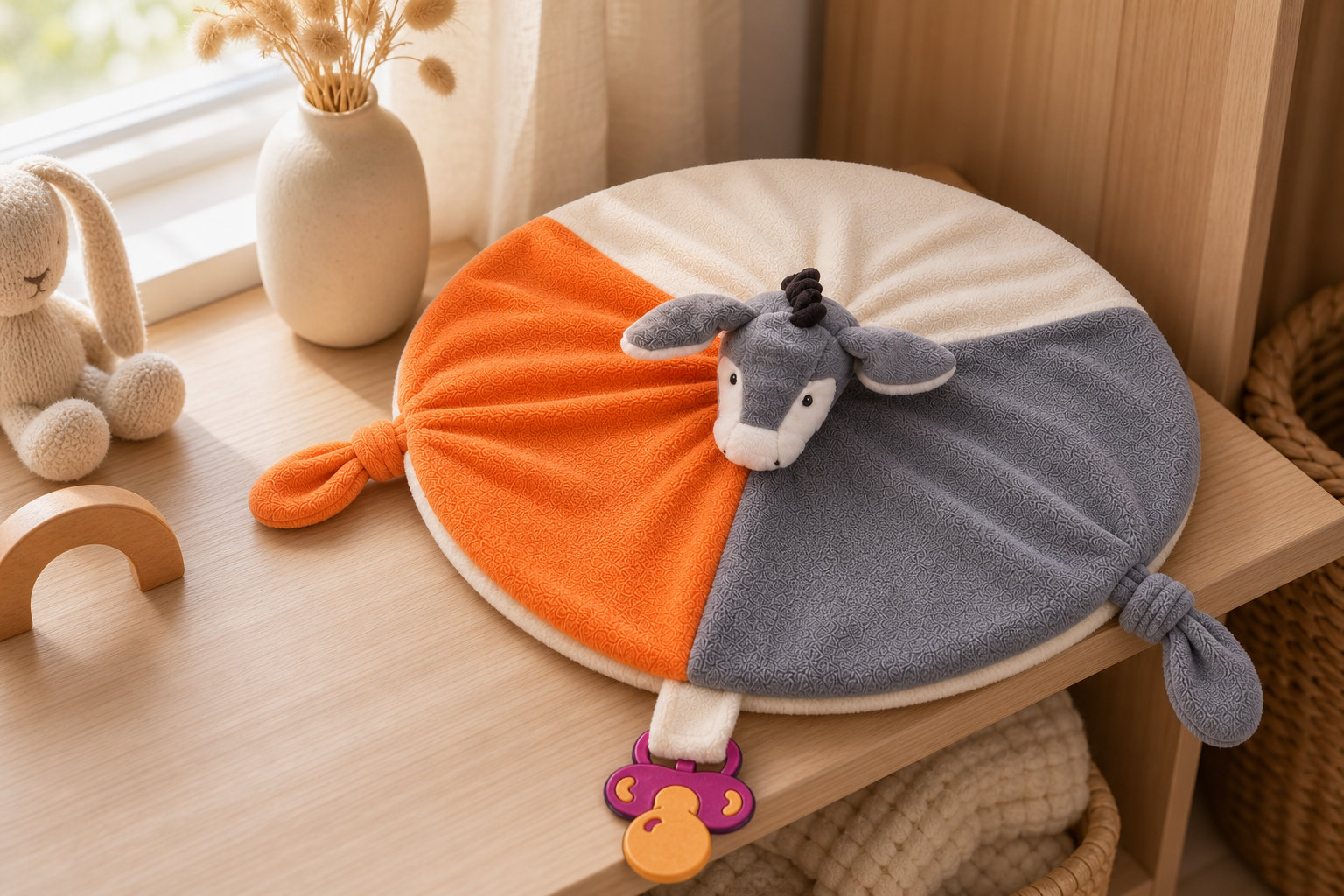 Doudou Âne aux couleurs vives et joyeuses