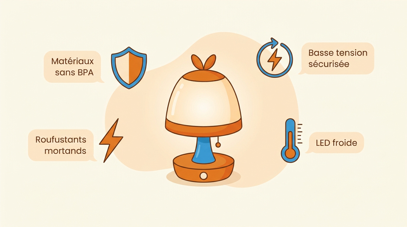 Lampe enfant sécurisée en silicone souple sans BPA avec éclairage LED froid