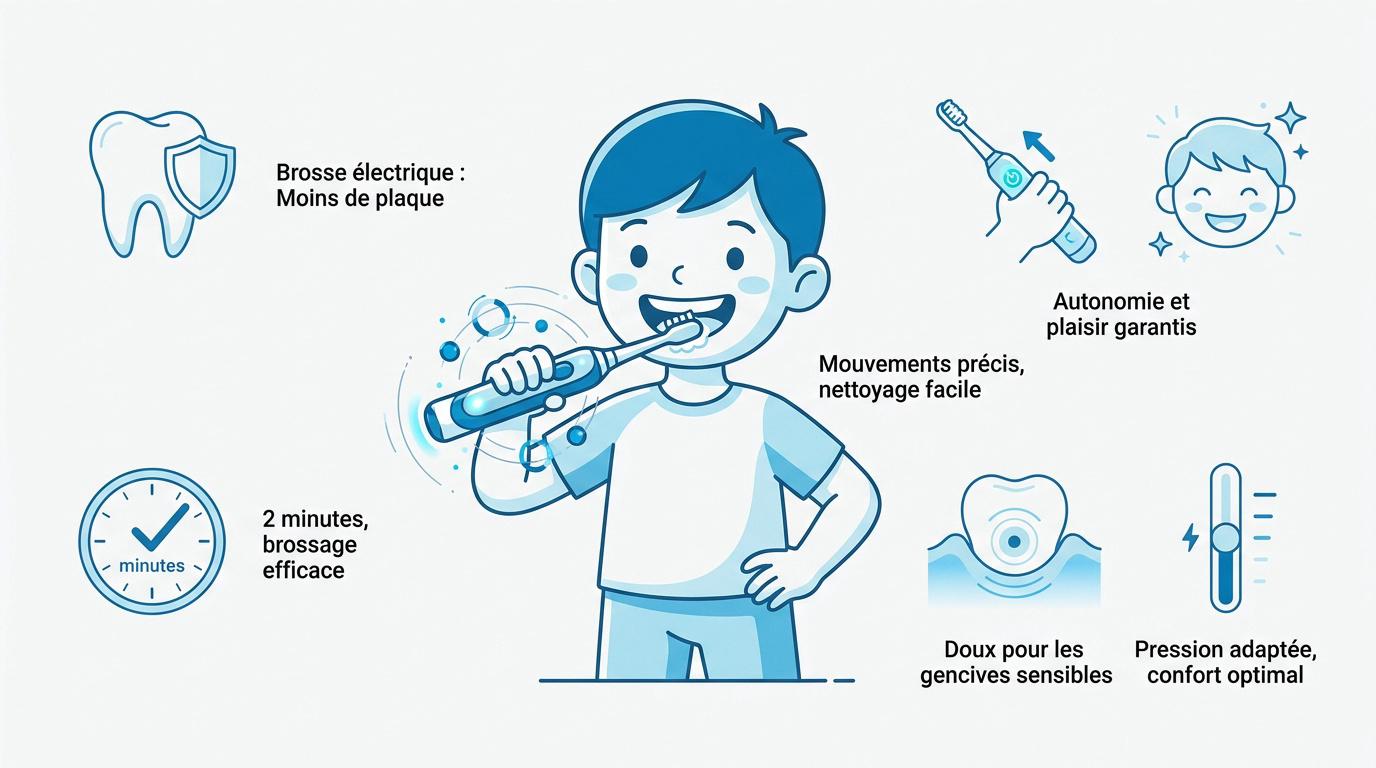 Brosse a dents electrique enfant : comment bien choisir Enfant utilisant une brosse à dents électrique pour une meilleure hygiène bucco-dentaire