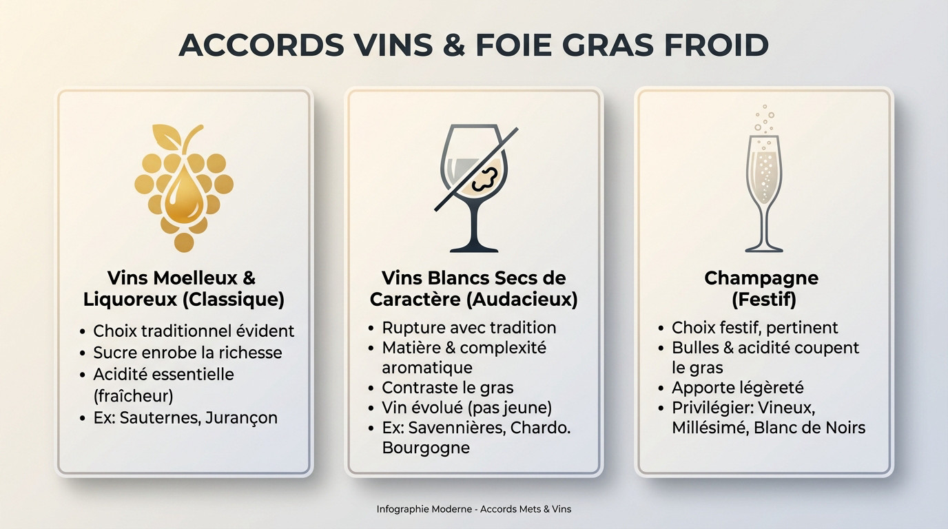 Dégustation raffinée d'un foie gras froid accompagné d'un verre de vin blanc doré