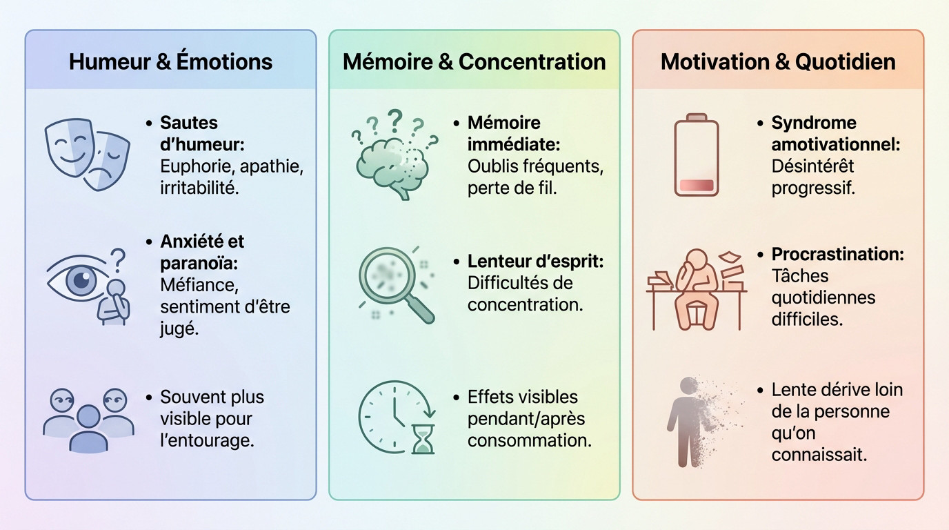 Illustration des changements d'humeur et de comportement chez un fumeur de joints