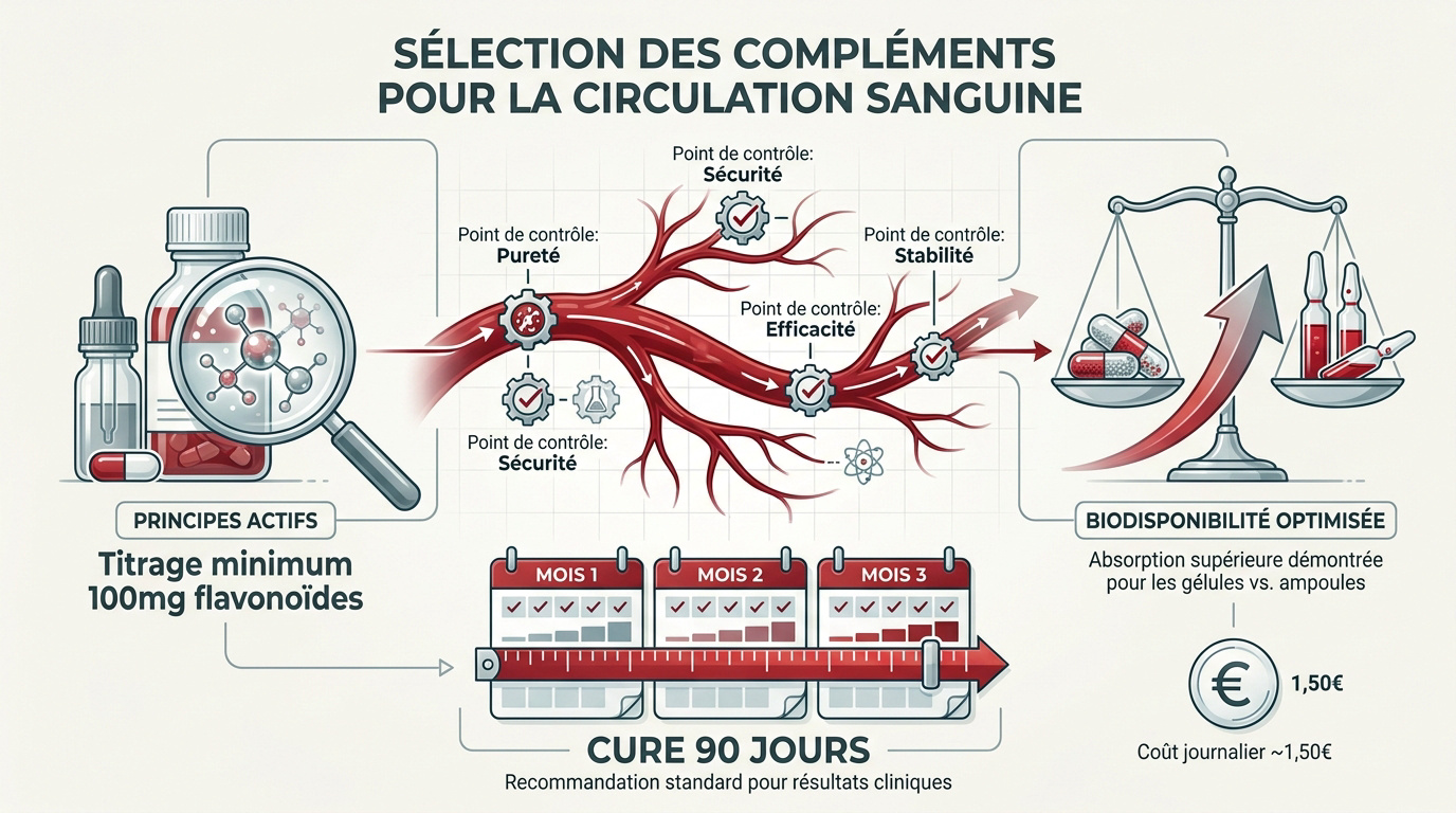Sélection rigoureuse de compléments alimentaires pour optimiser la circulation sanguine et le retour veineux