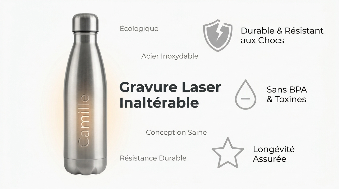 Gourde inox personnalisée prénom gravure