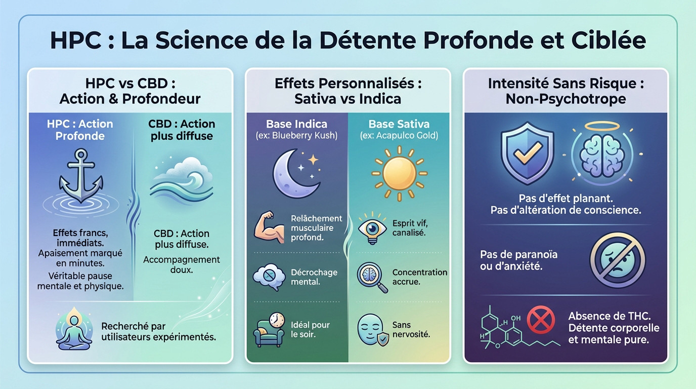 Fleur HPC procurant une détente profonde et ciblée sans effets psychotropes