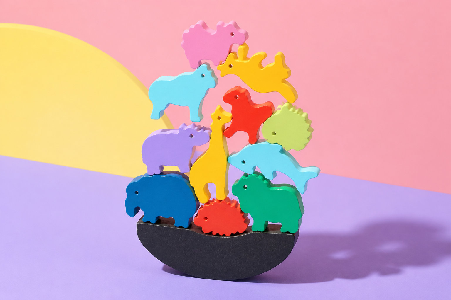 Jeux d'équilibre Montessori : ériger une tour d'animaux