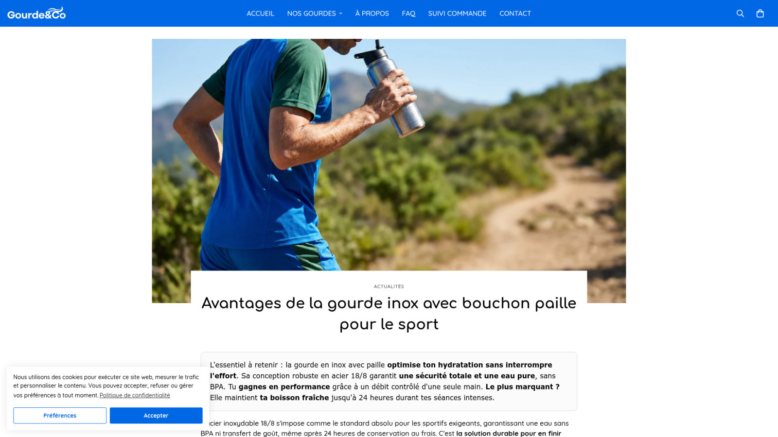Hydroflex : l'inox avec paille pour rester hydraté sans couper ton effort