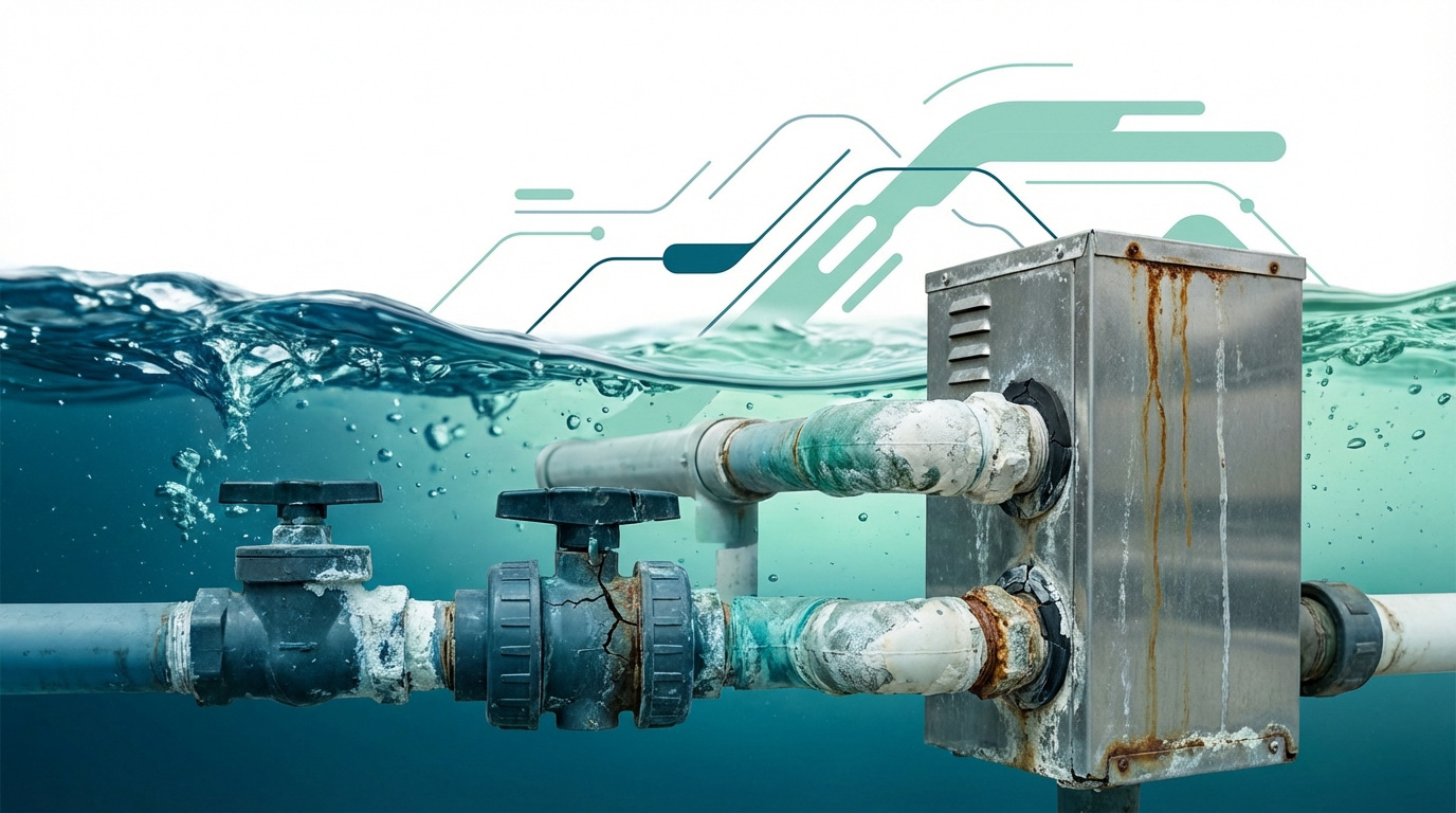 Corrosion des tuyaux et composants métalliques d'un spa due à un mauvais équilibre chimique de l'eau