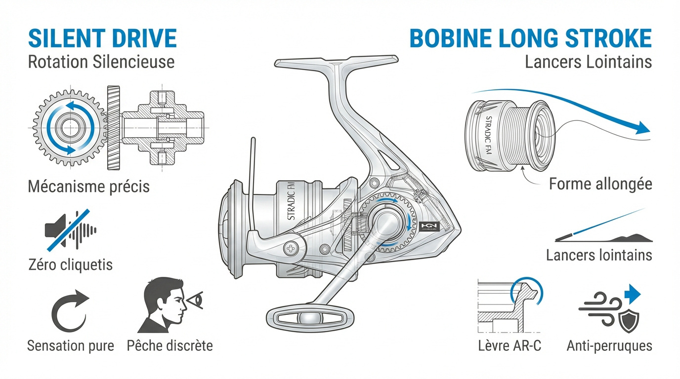 Technologies du moulinet Shimano Stradic FM