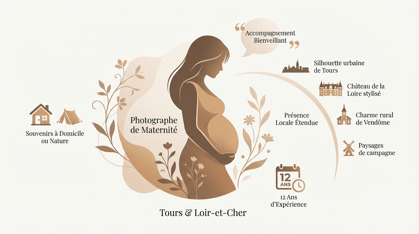 Future maman posant pour une séance photo de maternité à Tours