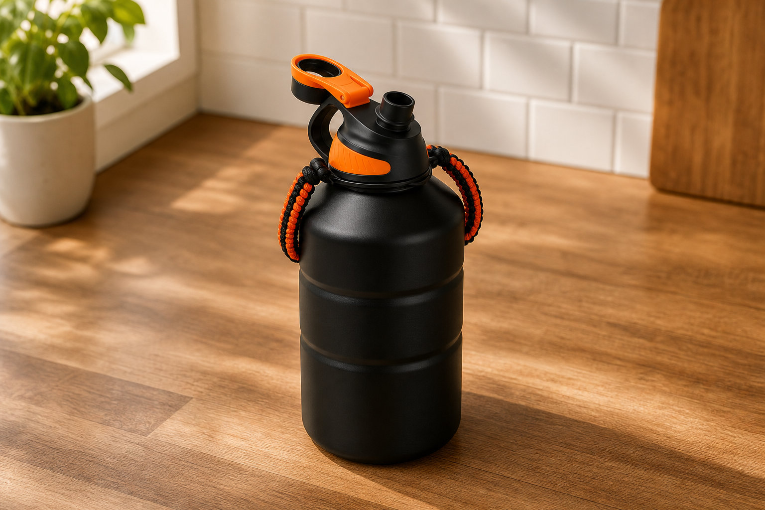 Gourde Inox 2L. Le format sport avec corde de transport.