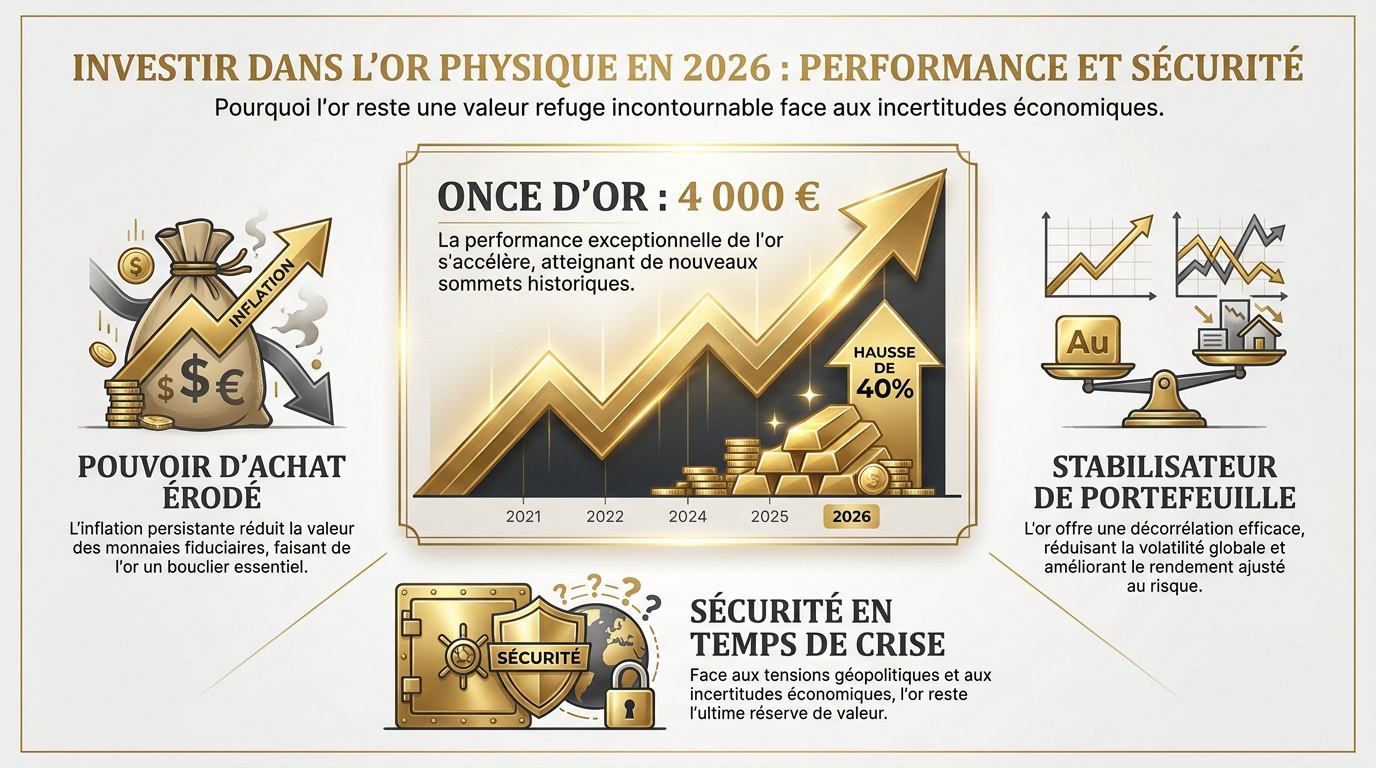 Lingots d'or pur et pièces d'investissement pour sécuriser son patrimoine en 2026