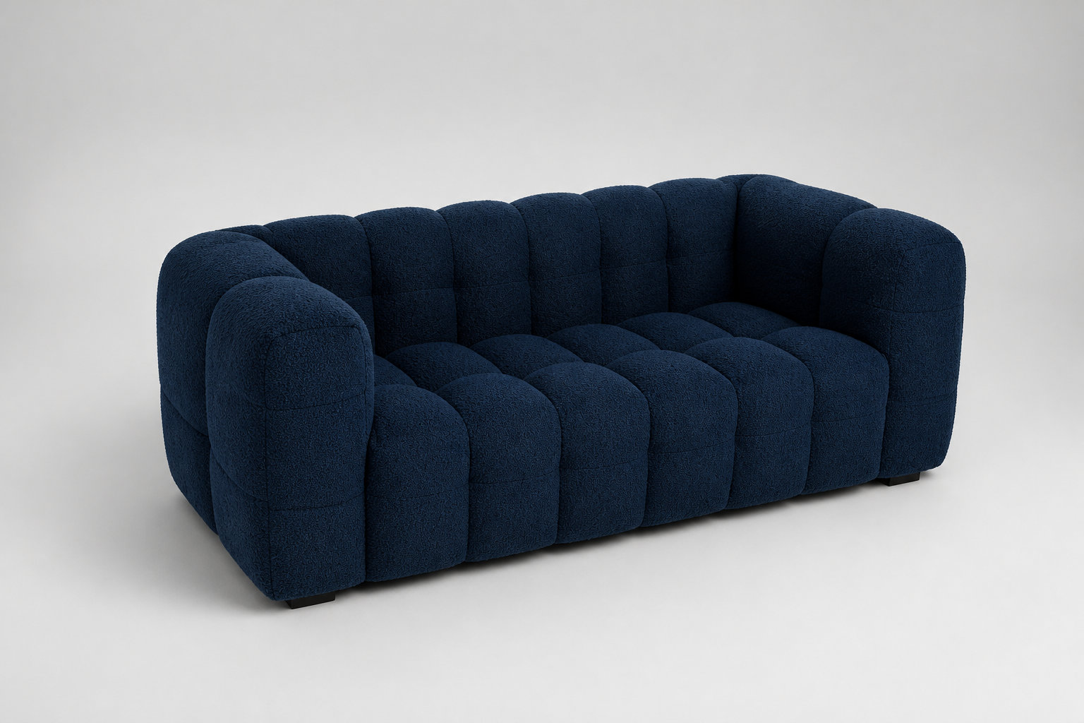 Canapé nuage LILO bouclette bleu nuit : l'expérience tactile d'un écrin sombre
