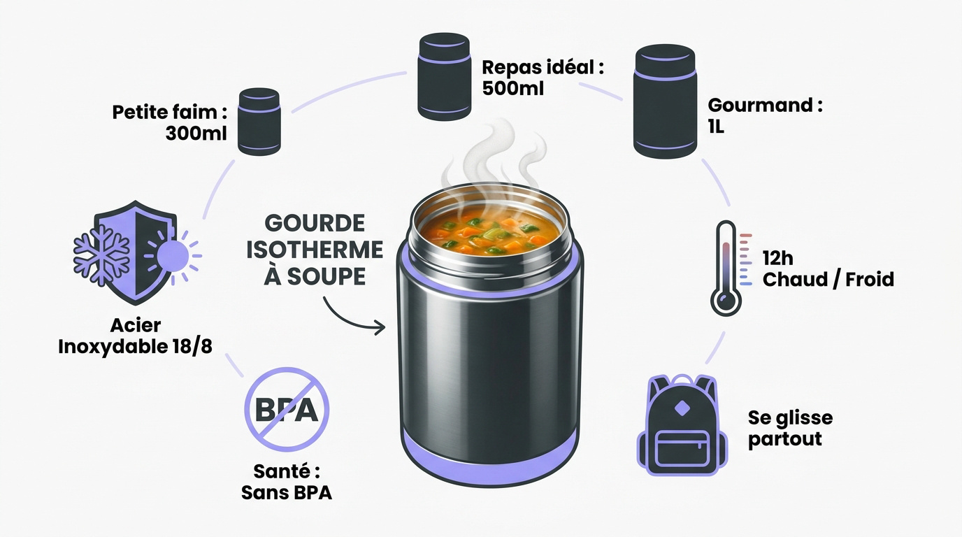 Caractéristiques clés d'une gourde isotherme en acier inoxydable pour soupe