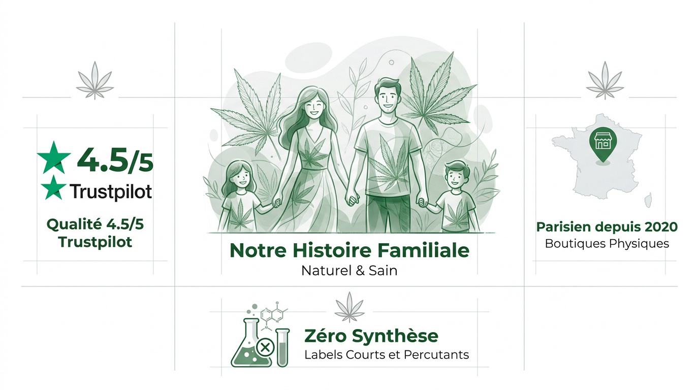 Infographie présentant l'équipe familiale et l'ancrage local de Mama Kana en France