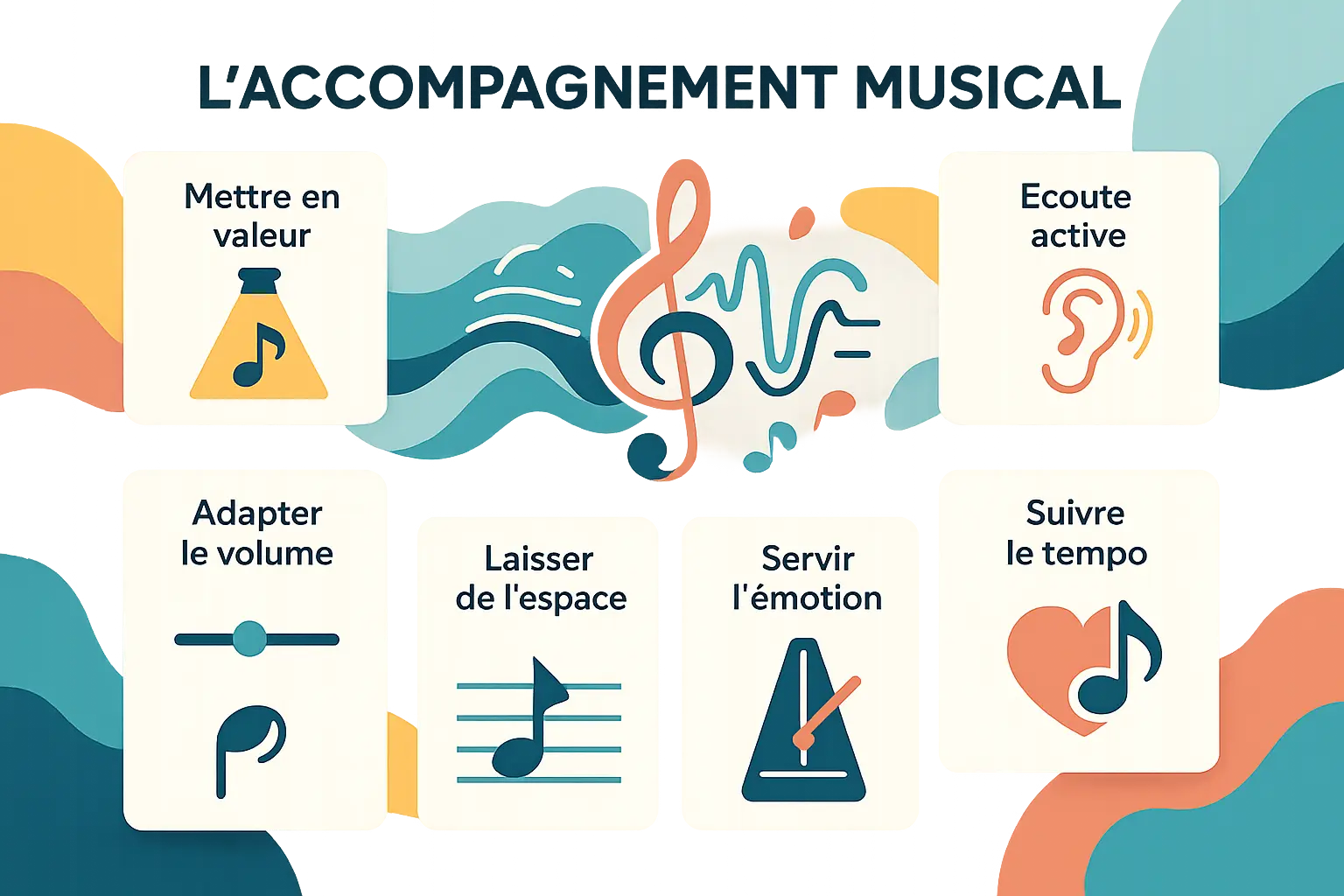Infographie sur les principes clés de l'accompagnement musical