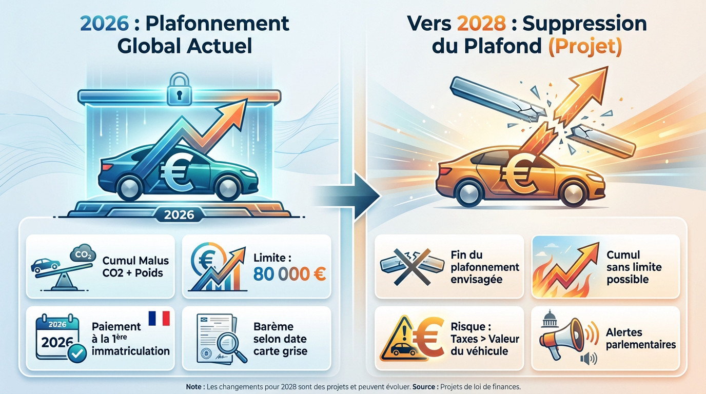 Barème du plafonnement du malus écologique 2026 et 2028