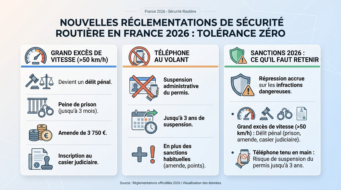Nouvelles règles sécurité routière 2026 : sanctions durcies pour excès de vitesse et téléphone au volant