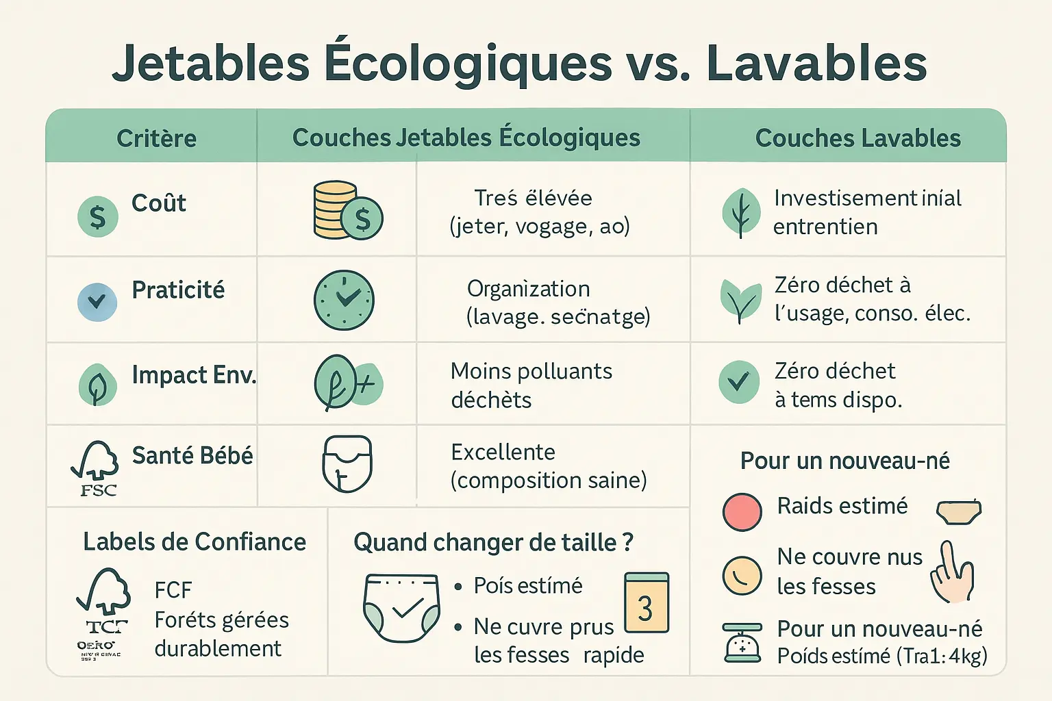 Comparatif couches jetables écologiques et lavables